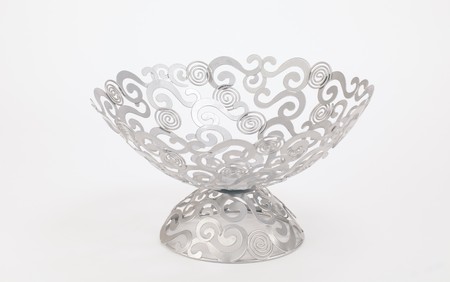 A pewter bowl with a nice design.の写真素材