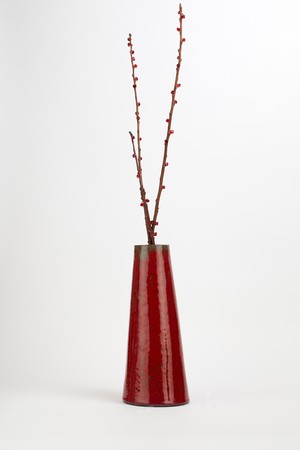 Pottary vase with som twigs it it.の写真素材