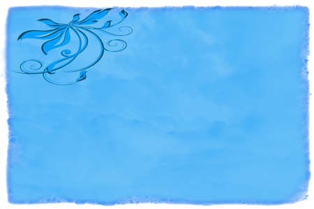 A sky blue background with floral  work.の写真素材