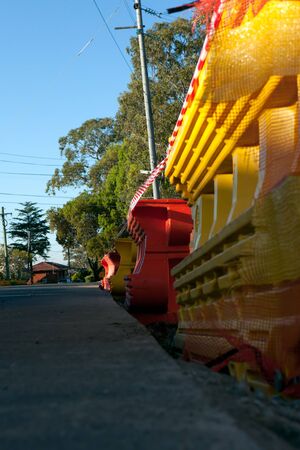 A shot of roadworks safety mesures that are  needed when doing roadwork.の写真素材