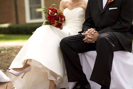 Bride and Groom at Ceremonyの写真素材