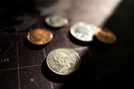 United States of America Coins on a Black Backgroundの写真素材