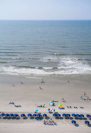 Crowded Beach Scene from High Angle on a Sunny Dayの写真素材