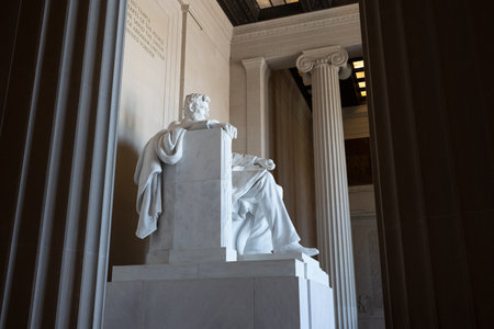 Statue of Abraham Lincoln at the Lincoln Memorial in Washington DCのeditorial素材