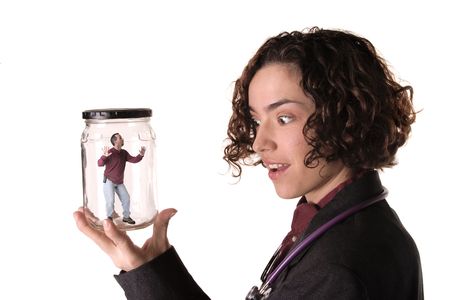 Female Scientist studying monder manの写真素材