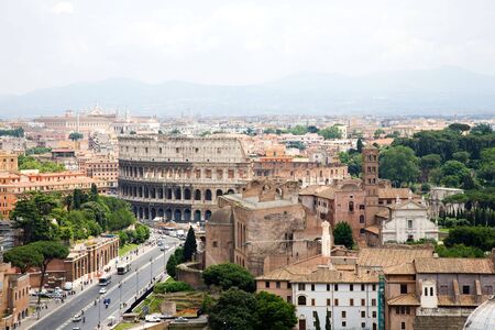 The ancient Coleseum of Rome Italy shot from high angleの写真素材