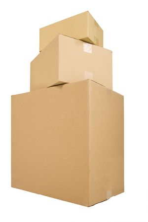 three  boxes ready to be shipped or deliveredの写真素材
