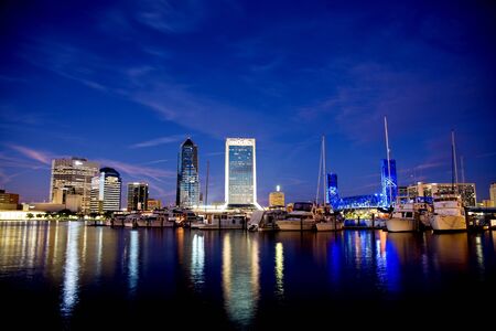 Skyline for the City of Jacksonville Florida taken at sunsetの写真素材