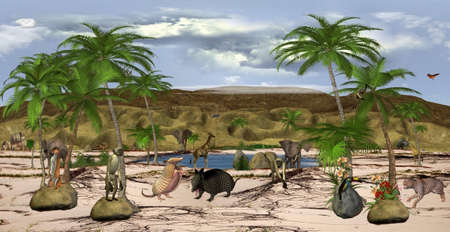 a desert full of peaceful creatures that are never botherd by manの写真素材