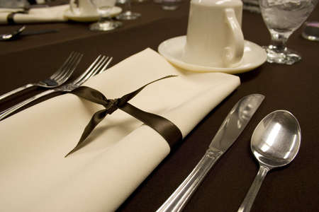 dinner setting for formal  receptionの写真素材