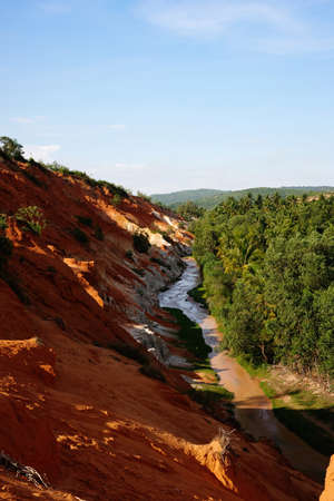 Beautiful landmark of the fairy Stream Canyon in the afternoon, Mui Ne, Vietnam, Southeast Asia.の写真素材