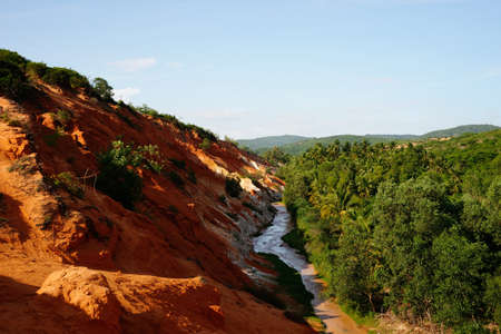 Beautiful landmark of the fairy Stream Canyon in the afternoon, Mui Ne, Vietnam, Southeast Asia.の写真素材
