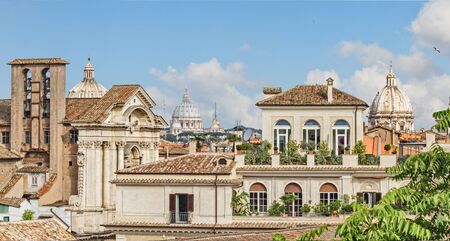 Roof of Rome with Saint Peter domeの写真素材