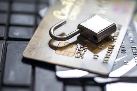 security lock on credit cardsの写真素材