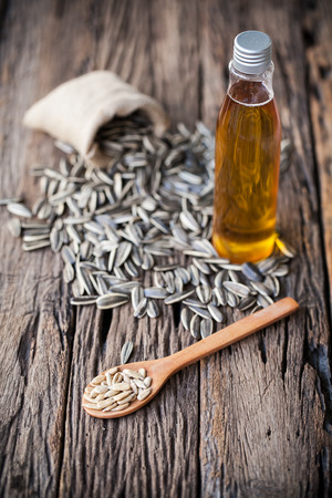 sunflower seeds and oilの写真素材