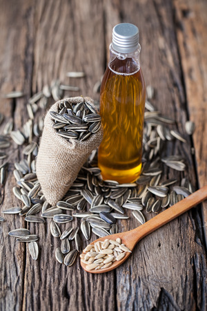 sunflower seeds and oilの写真素材