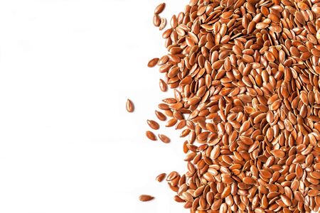 Flax seeds on white backgroundの写真素材