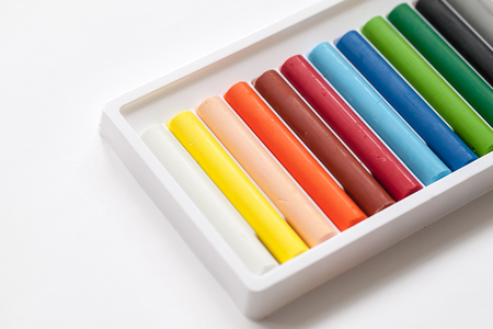 oil pastels on white backgroundの写真素材