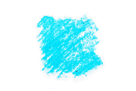 Hand drawn oil pastels blue color texture paint on white backgroundの写真素材