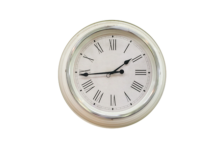 Retro clock isolate on white backgroundの写真素材
