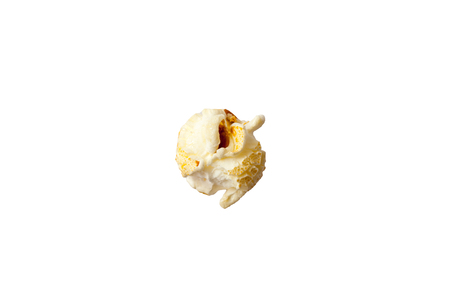 caramel popcorn isolated on a white backgroundの写真素材