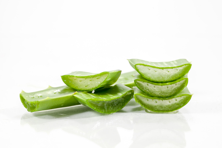 Slice Aloe Vera on a white backgroundの写真素材