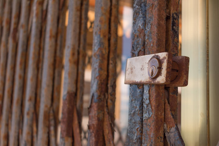 Rusty expanded panel mesh close up