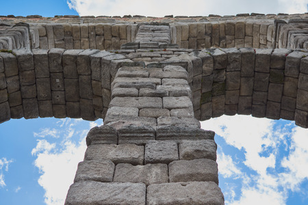View of the aqueduct of Segovia , Castilla Leon, Spainの写真素材