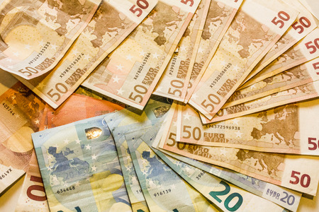A composition of euro banknotes providing great options to be used for illustrating subjects as...