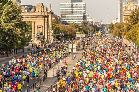 Berlin, Germany, 16.09.2018: BMW Berlin-Marathon 2018. Thousands of runners participating. Marathon winner. World record winnerのeditorial素材