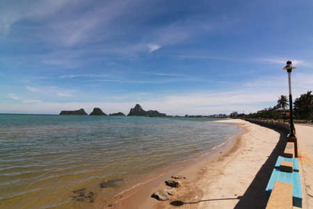 Blue sky on bay of Prachuabkirikhan, Thailand.のeditorial素材