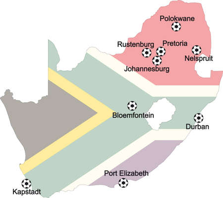 Map of venues soccer worldcup 2010 in South Africaのイラスト素材