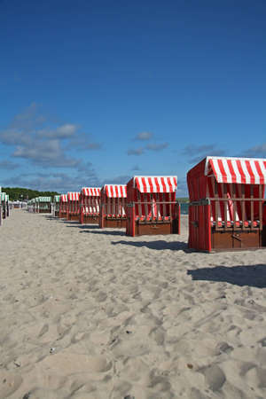 Colorful beach chairs on the beach of Boltenhagen/Baltic Seaの写真素材