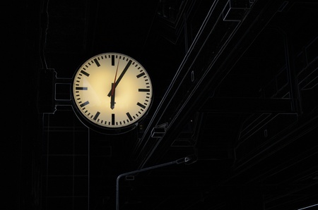 Analog Clock with black backgroundの写真素材