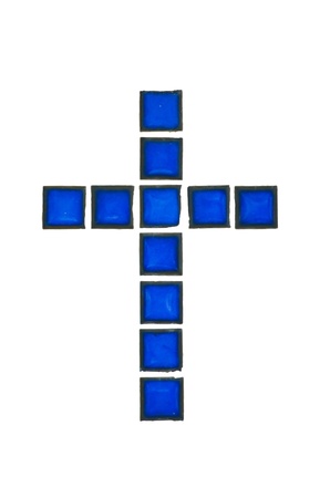 Blue glossy ceramic crossの写真素材