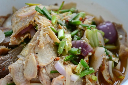 Spicy minced porksalad, Thai Food - Larb