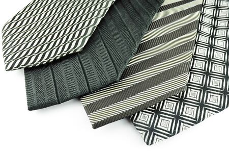 Black neck ties isolated on white backgroundの写真素材