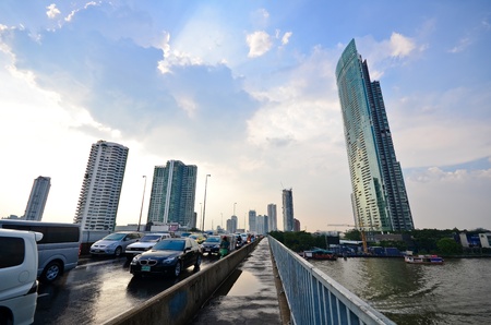 Chaopraya riverside, Bangkok, Thailandのeditorial素材