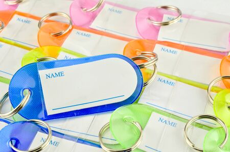 Colorful key chain with space for textの写真素材