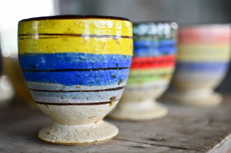 Colorful ceramic cupの写真素材
