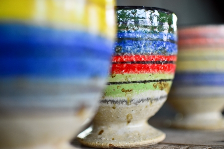 Colorful ceramic cupの写真素材