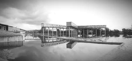 Modern building in the pond