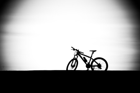 Bicycle silhouette in black and whiteの写真素材