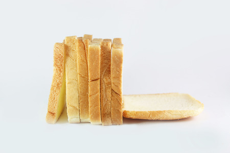 sliced bread on white background