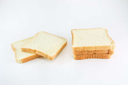 sliced bread on white backgroundの写真素材