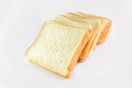 sliced bread on white backgroundの写真素材