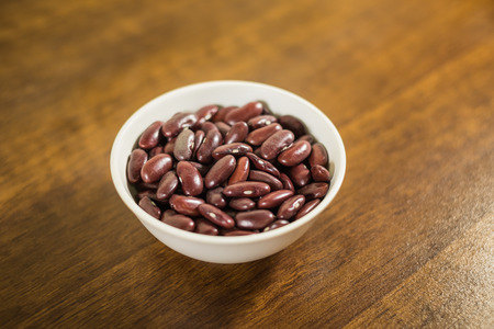 Red Kidney Bean on wooden backgroundの写真素材