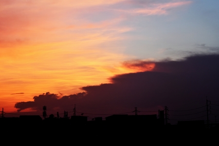 cloudy sky in evening before sunsetの写真素材