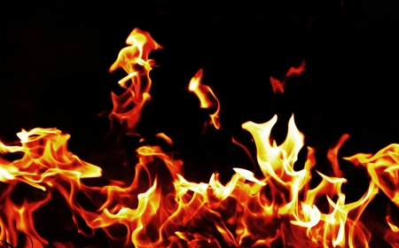 fire flame in darknessの写真素材