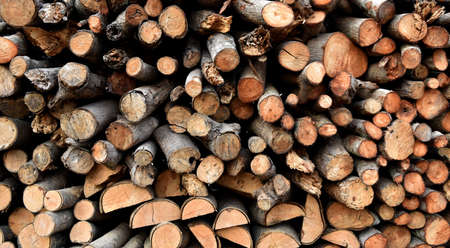 pile of old firewood for backgroundの写真素材